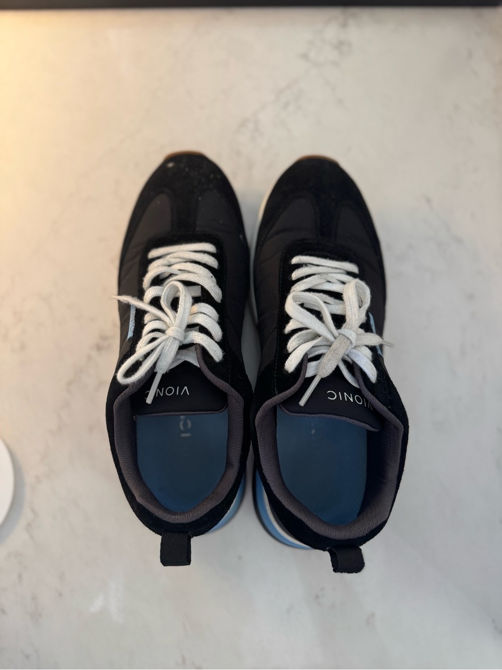Vionic Womenβs Black and White Lace-Up Sneakers